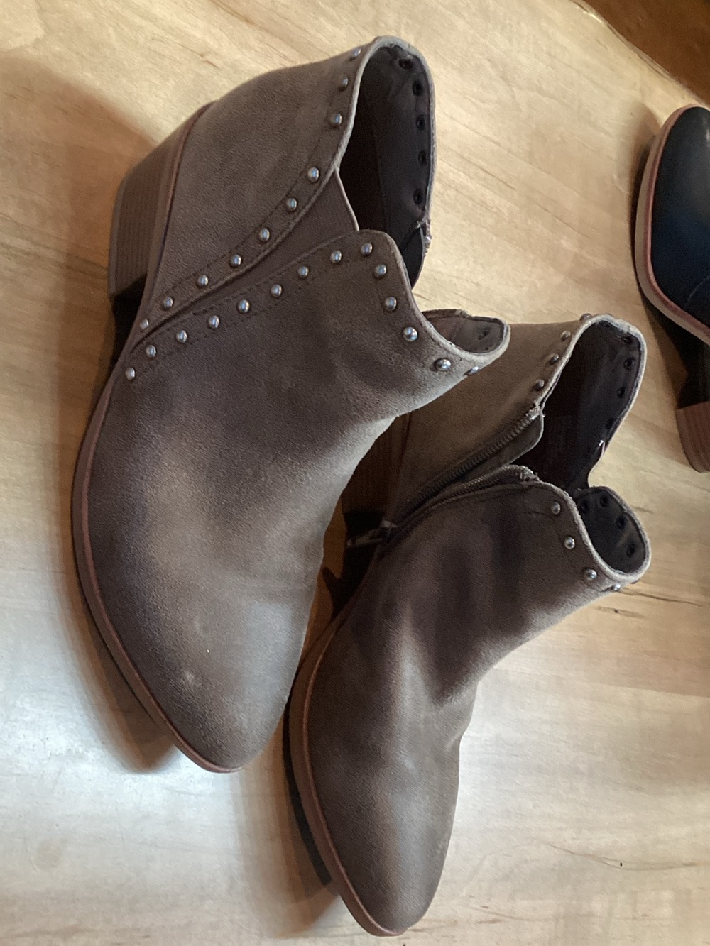 MIA Brown Suede Studded Ankle Booties